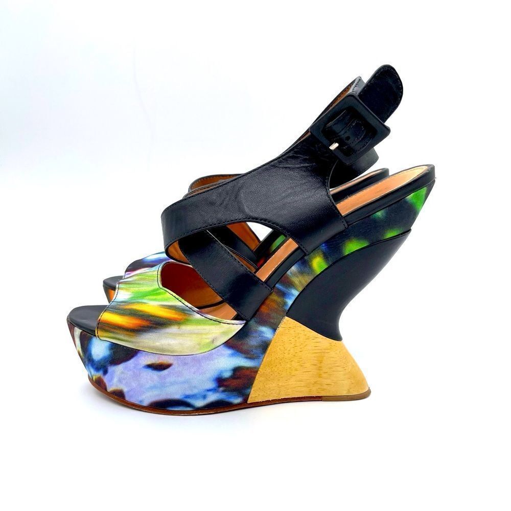 Anthropologie Leifsdottir Kivi Silk and Leather  wedge Sandals - Picture 2 of 6